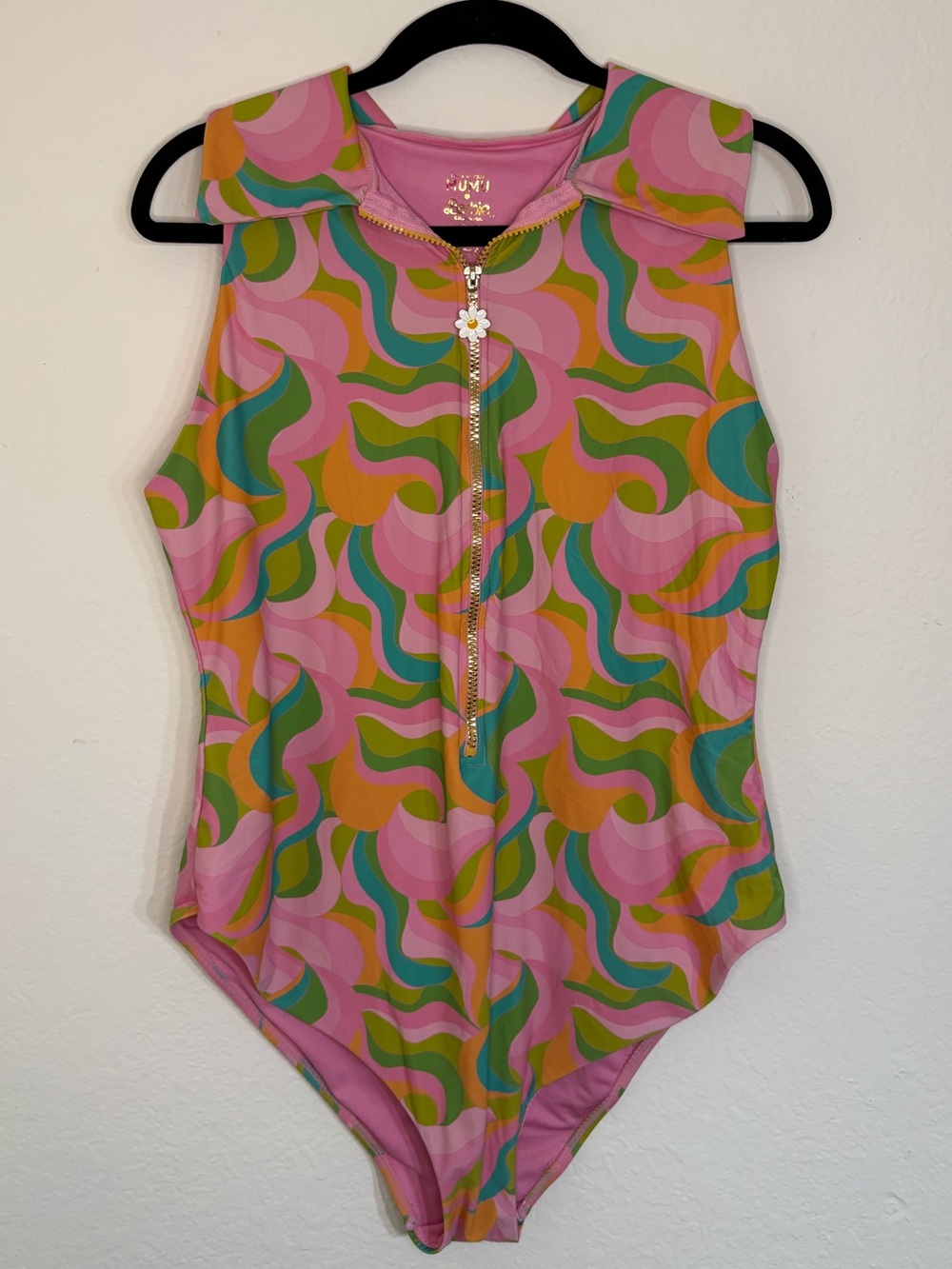 Show me your MUMU x Barbie one-piece swimsuit 70s psychedelic wavy print size 1X